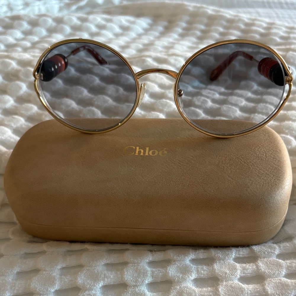 Chloe Gold Frame Sunglasses with Black Lenses